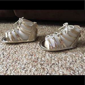 Stuart Weitzman Champagne Baby Star Shine Sandals